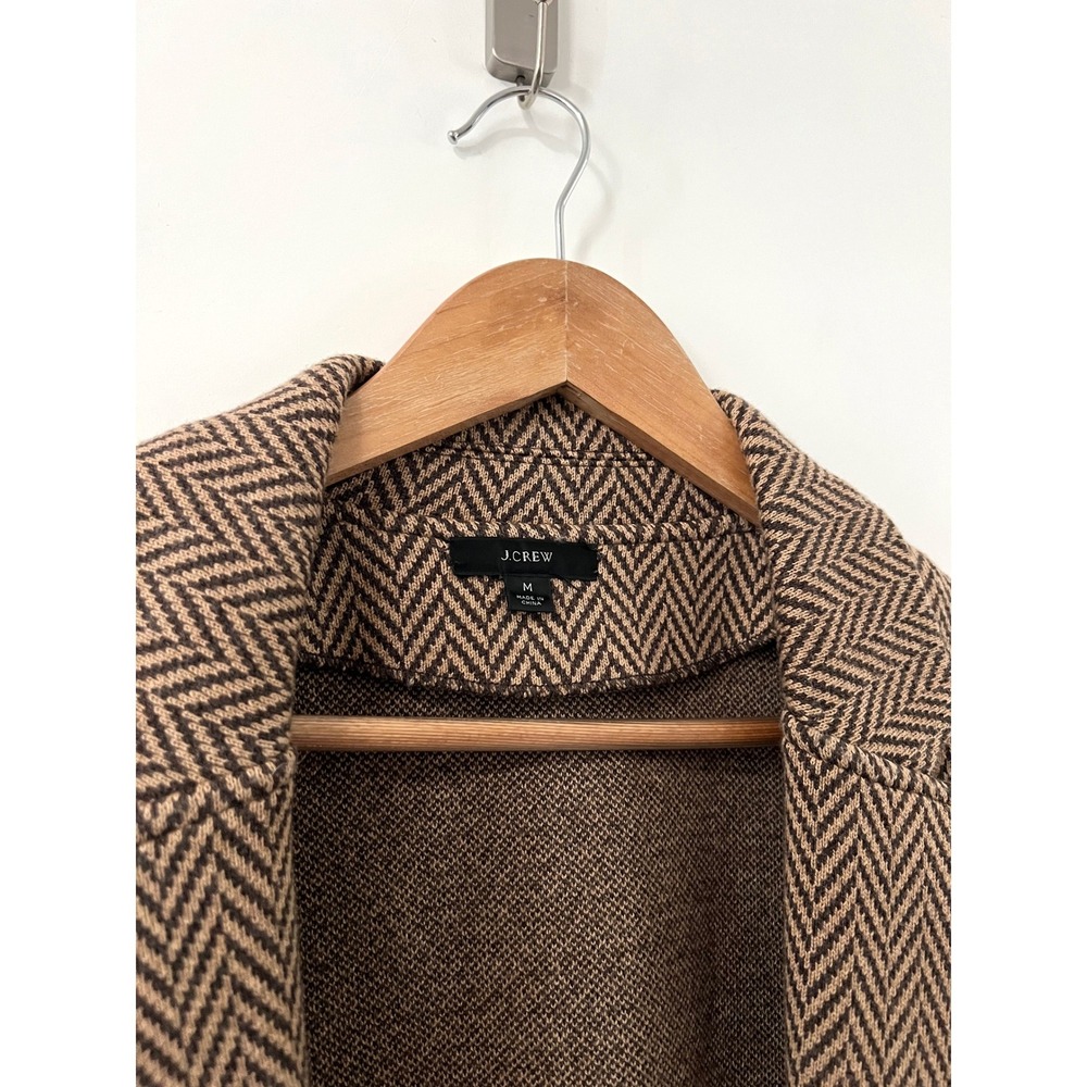 J. Crew Herringbone Knit Open Cardigan Women Size Medium Brown - Picture 2 of 9